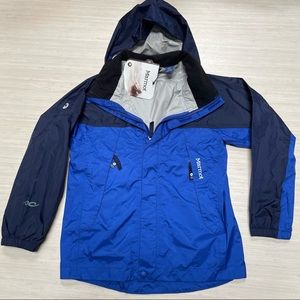 NEW Marmot Boys PreCip Hooded Rain Jacket Blue Size Small Youth Kids